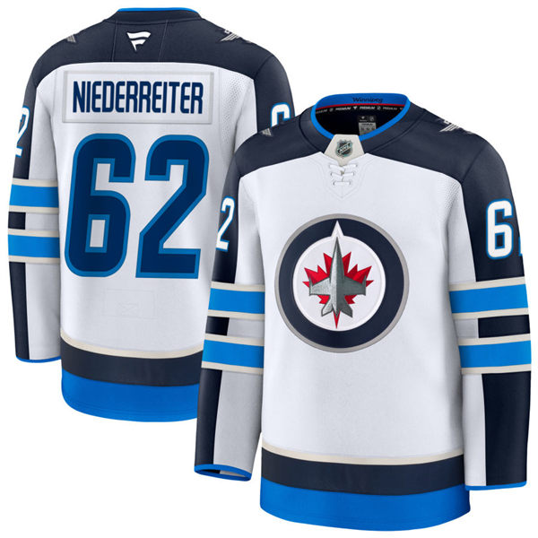 Men's Winnipeg Jets #62 Nino Niederreiter Fanatics White Away Jersey Men's Winnipeg Jets #62 Nino Niederreiter Fanatics White Away Jersey